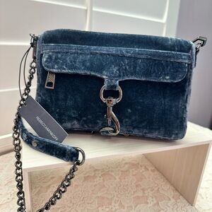 Rebecca Minkoff Blue Velvet Mini MAC Crossbody Bag with Chain Strap